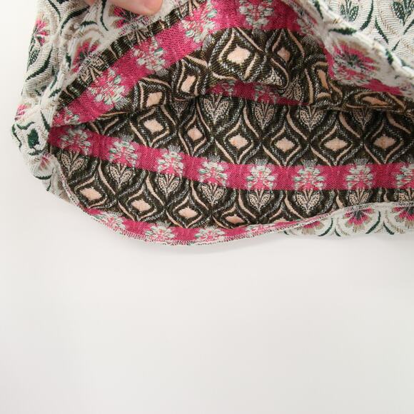 Zara Girls Skirt Pink Off White Floral Embroidered Tapestry Mini A-Line 13/14 - Picture 7 of 8